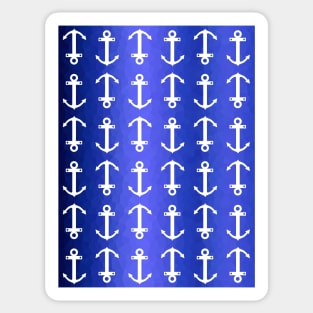 WHITE Anchor On Blue Sticker